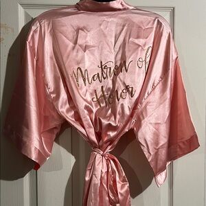 Matron of Honor Pink Satin Robe